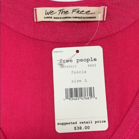 NWT Free People Take The Plunge Tank Pink Large - Picture 7 of 13